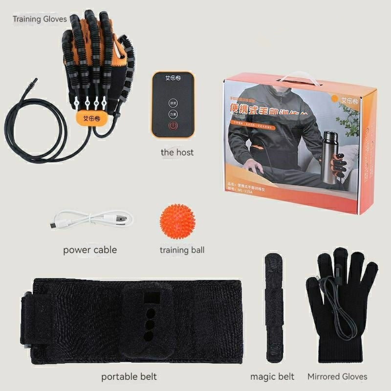 Guantes de rehabilitación para hemiplejia, accidente cerebrovascular y rigidez de la mano. Dispositivo de rehabilitación inteligente eléctrico.