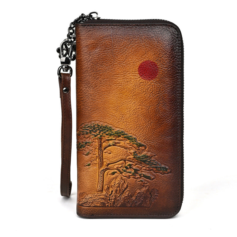 Damen Leder Geldbörse Long Rising Sun
