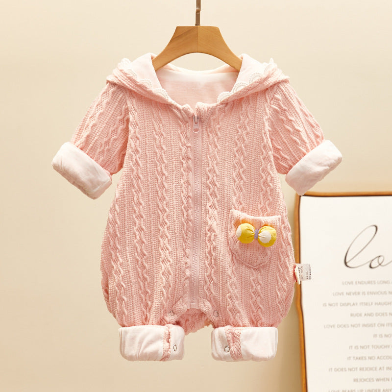 Newborn Baby One-Piece Suit Female Baby Go Out Hugging Clothes Cute Princess Romper Autumn Clothes