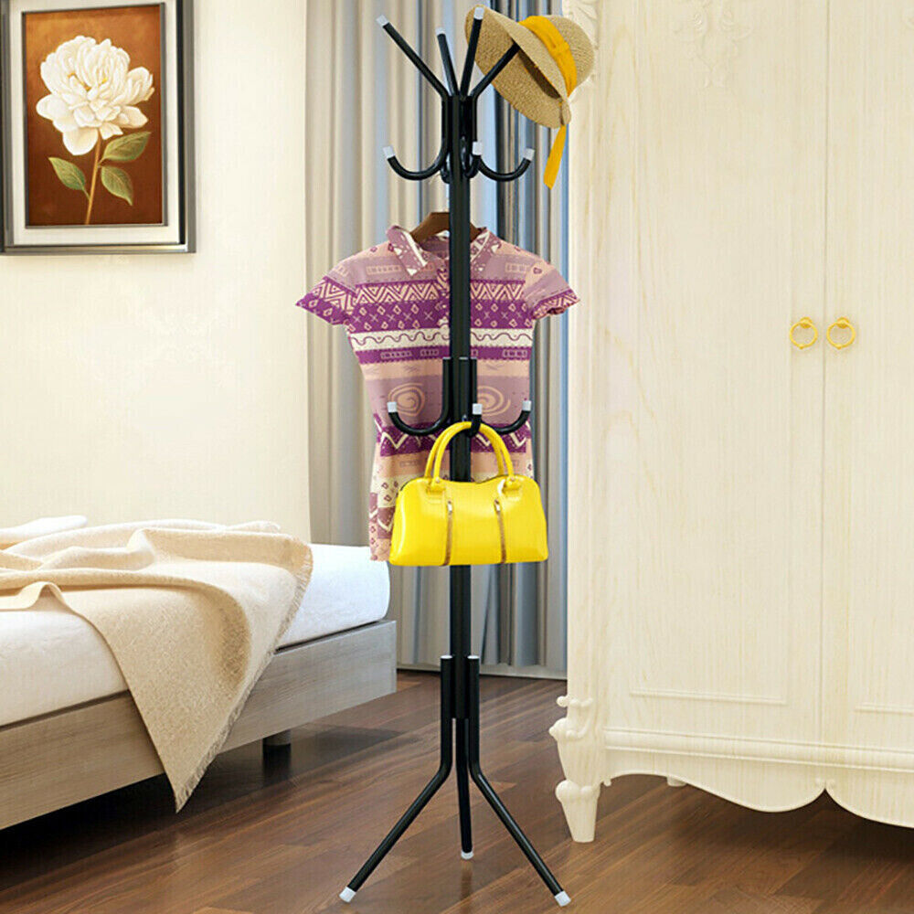 Coat Stand CoatHatJacketUmbrella Floor Standing Rack Clothes Hanger Hooks UK