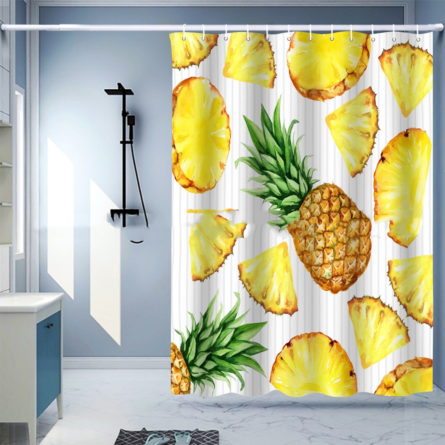 Waterproof Shower Curtain Digital Printing Punch-free