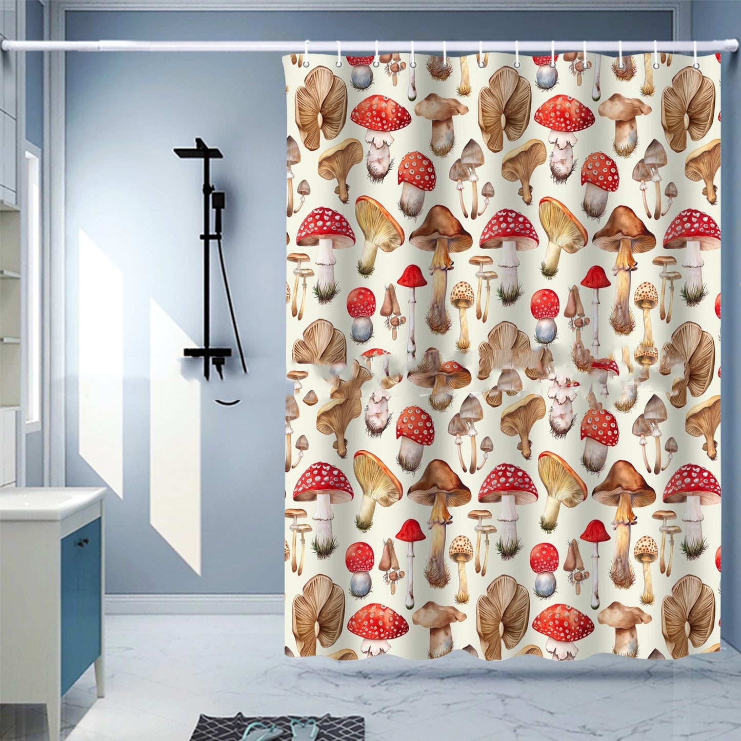 Waterproof Shower Curtain Digital Printing Punch-free