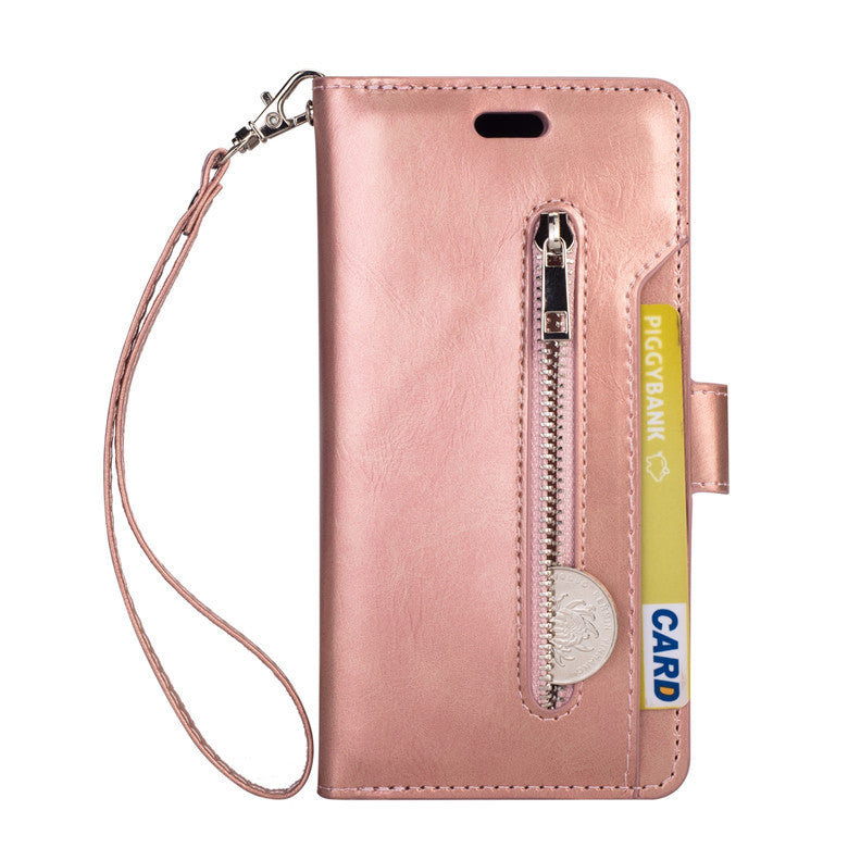 Multi function zipper wallet mobile leather case