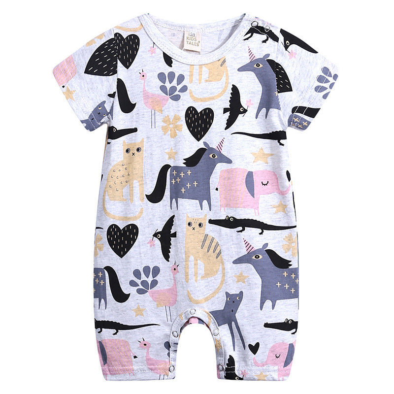 Cartoon doodle baby romper short sleeve baby jumpsuit