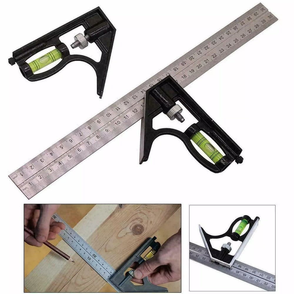 300mm 12  Adjustable Engineers Combination Try Square Set Right Angle Ruler UK