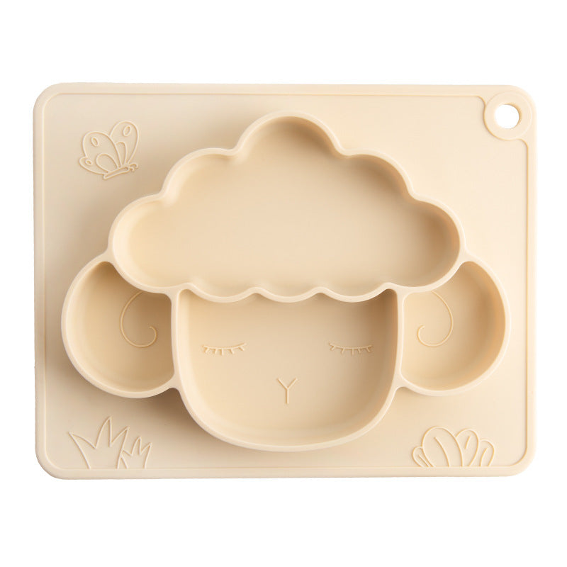 Baby Silicone Dinner Plate Integrated Non-slip Children's Dinner Plate Baby Food Supplement Bowl Grid Feeding Tableware Maternal and Child Products