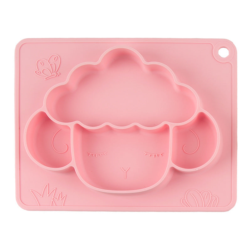 Baby Silicone Dinner Plate Integrated Non-slip Children's Dinner Plate Baby Food Supplement Bowl Grid Feeding Tableware Maternal and Child Products