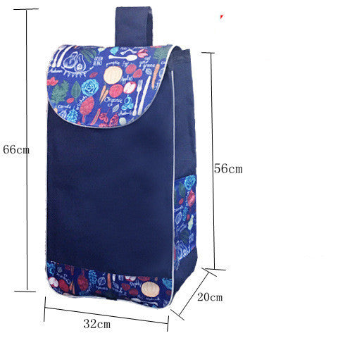 Double-Layer Shopping Trolley Cloth Shopping Cart Trolley Trolley Bag Small Trolley Trolley Cloth Bag Large Waterproof Oxford Bag