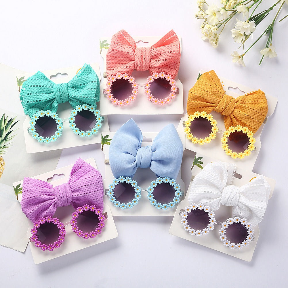 Personalized girl fashion glasses, baby headband set, sun visor