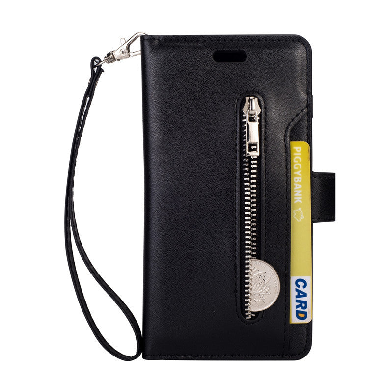 Multi function zipper wallet mobile leather case