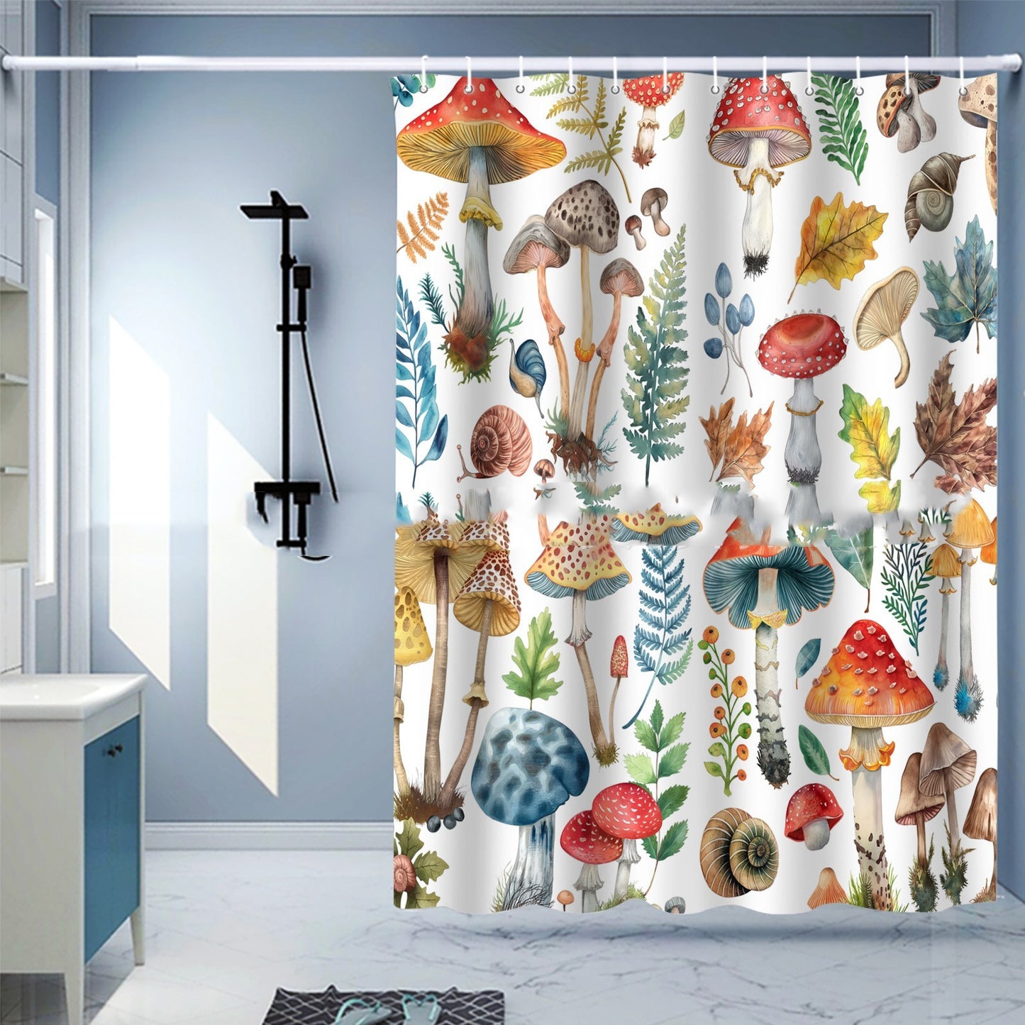 Waterproof Shower Curtain Digital Printing Punch-free