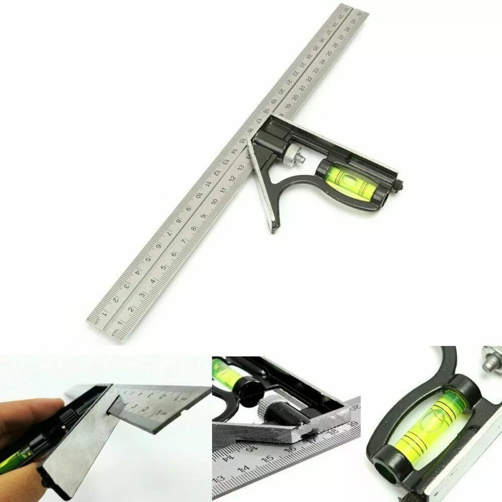 300mm 12  Adjustable Engineers Combination Try Square Set Right Angle Ruler UK