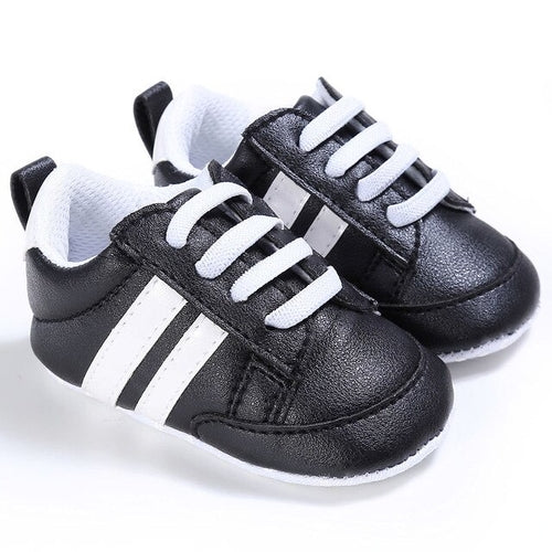 Kids Baby Unisex Crib Shoes Lace Up Soft Sole