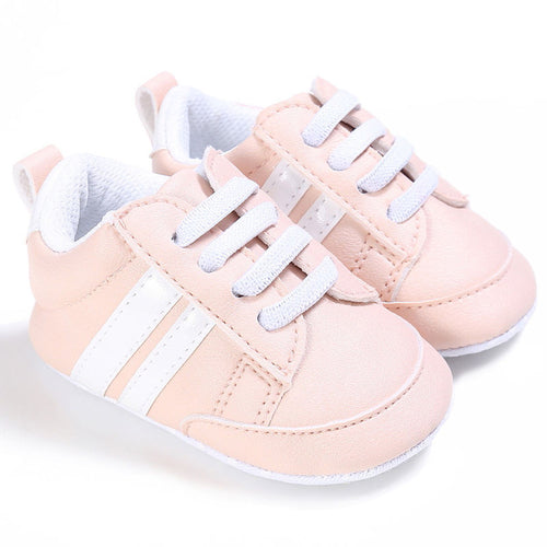 Kids Baby Unisex Crib Shoes Lace Up Soft Sole