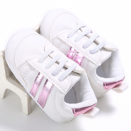 Kids Baby Unisex Crib Shoes Lace Up Soft Sole