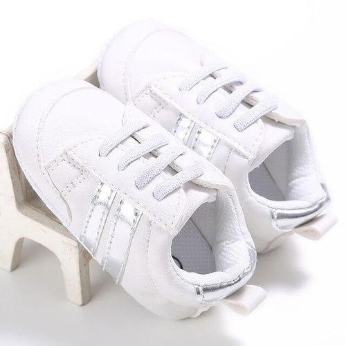 Kids Baby Unisex Crib Shoes Lace Up Soft Sole