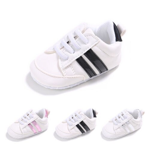 Kids Baby Unisex Crib Shoes Lace Up Soft Sole