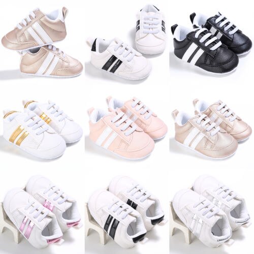 Kids Baby Unisex Crib Shoes Lace Up Soft Sole