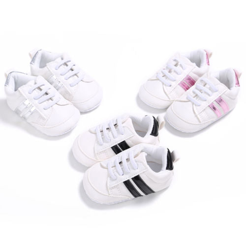 Kids Baby Unisex Crib Shoes Lace Up Soft Sole