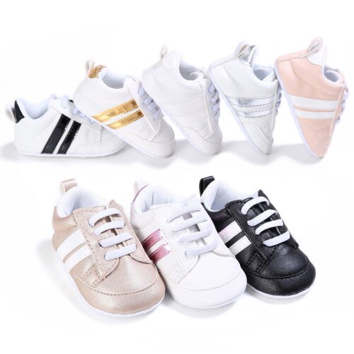 Kids Baby Unisex Crib Shoes Lace Up Soft Sole