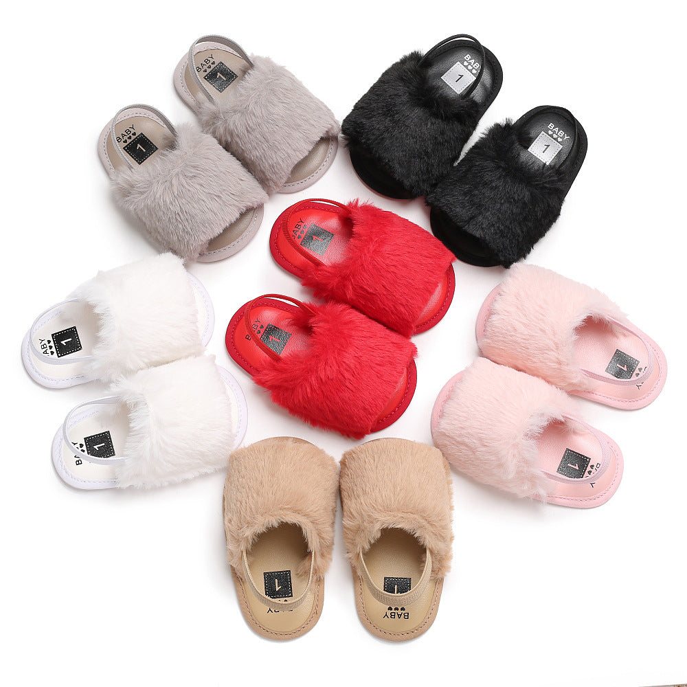 2019 Fashion Faux Fur Baby Summer Shoes Cute