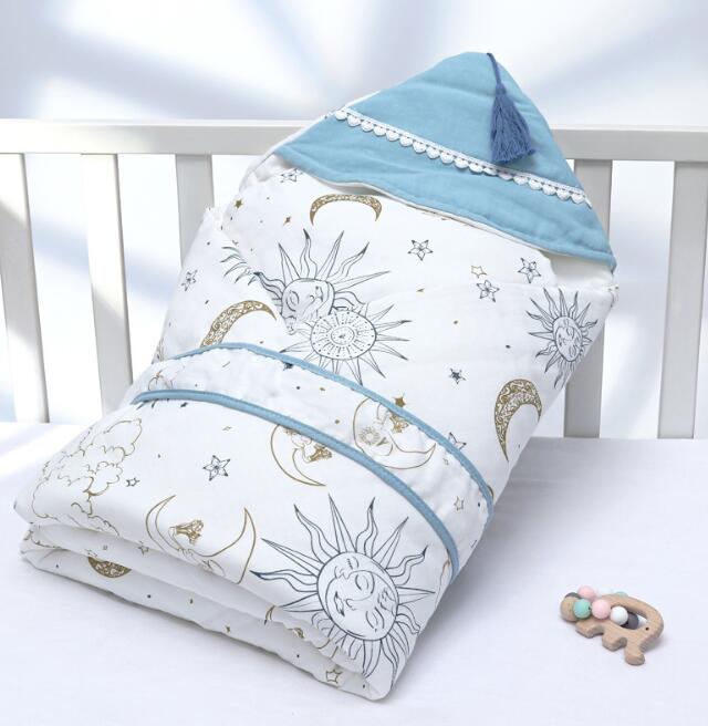 Newborn Baby Blanket Wrapper Cotton Spring Newborn Baby Quilt Double Layers Swaddle Wrap Cotton Baby Anti-shock Sleeping Bag