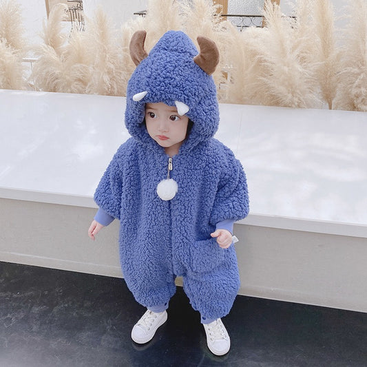 Baby Clothes Autumn and Winter Suit Baby Outwear Thickened Bodysuit 1-year-old Winter Cotton Creeper