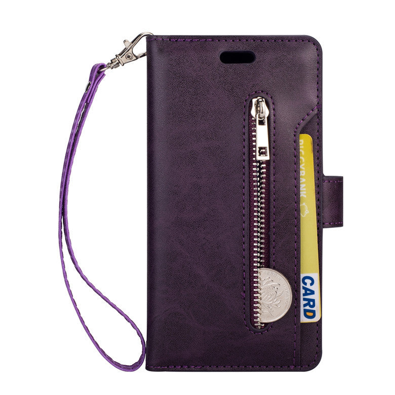 Multi function zipper wallet mobile leather case