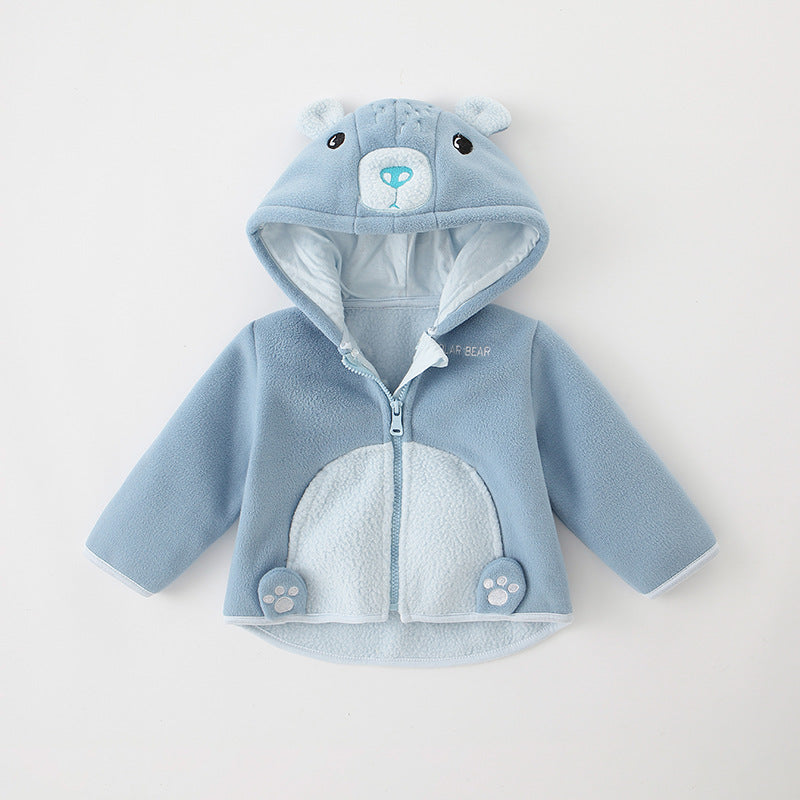 Girls Polar Fleece Jacket Boys Coat Autumn and Winter Clothes Baby Fleece Hooded Tops Baby Clothes