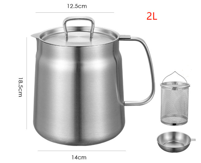 304 Stainless Steel Versatile Oil Filter Vessel Large Capacity With Filter Frying Basket Deep Fryer Separating Grease Separator