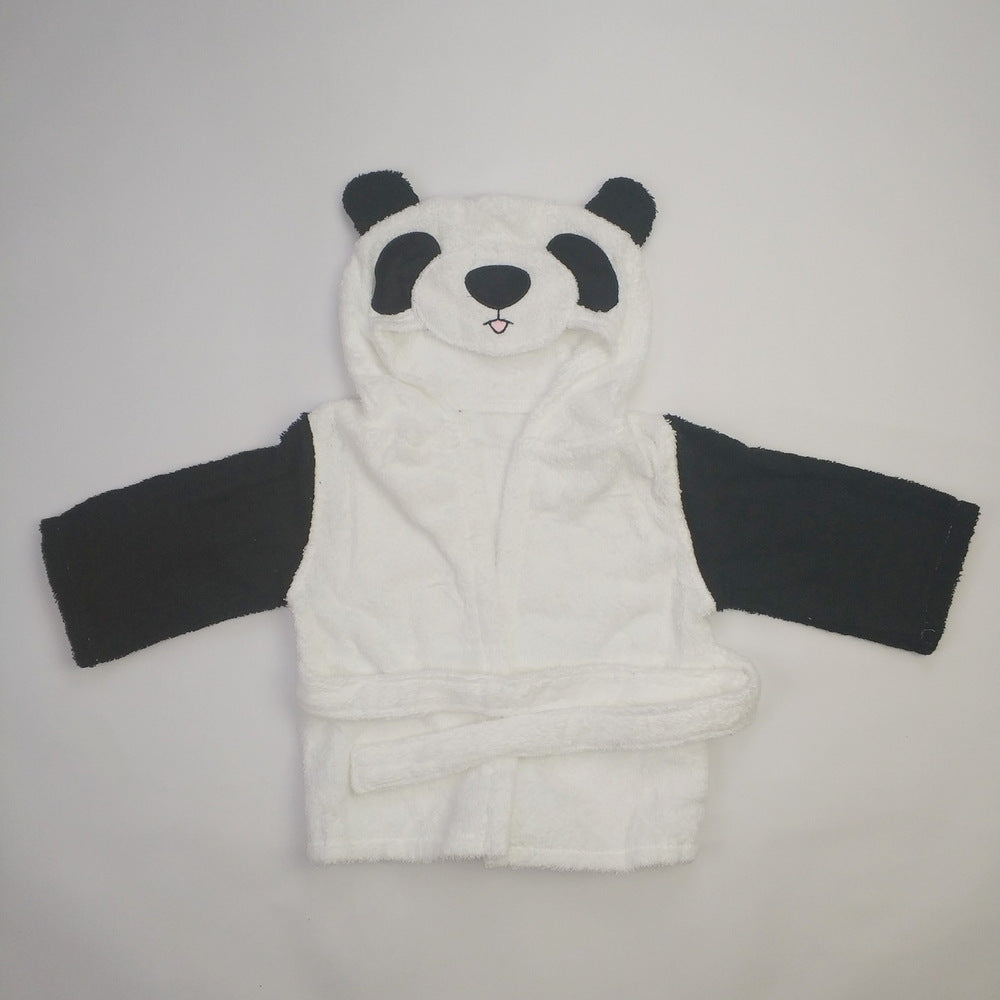 Children's Cardigan Hooded Animal Bathrobe Baby Home Clothes Cotton Towel Material Baby Absorbent Bath Towel