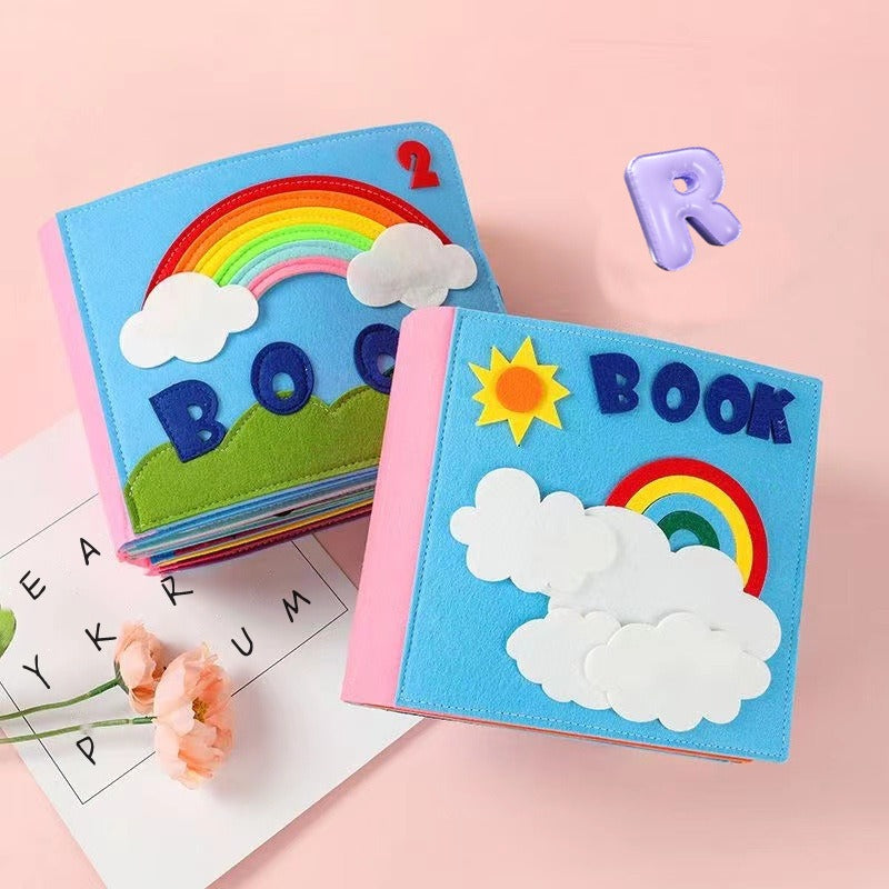 Felt cloth book three-dimensional early education book kindergarten rainbow Montessori children's teaching aids cloth book