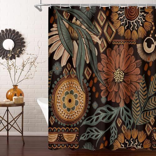 Polyester 3d Digital Printing Shower Curtain Waterproof Abstract Leaves