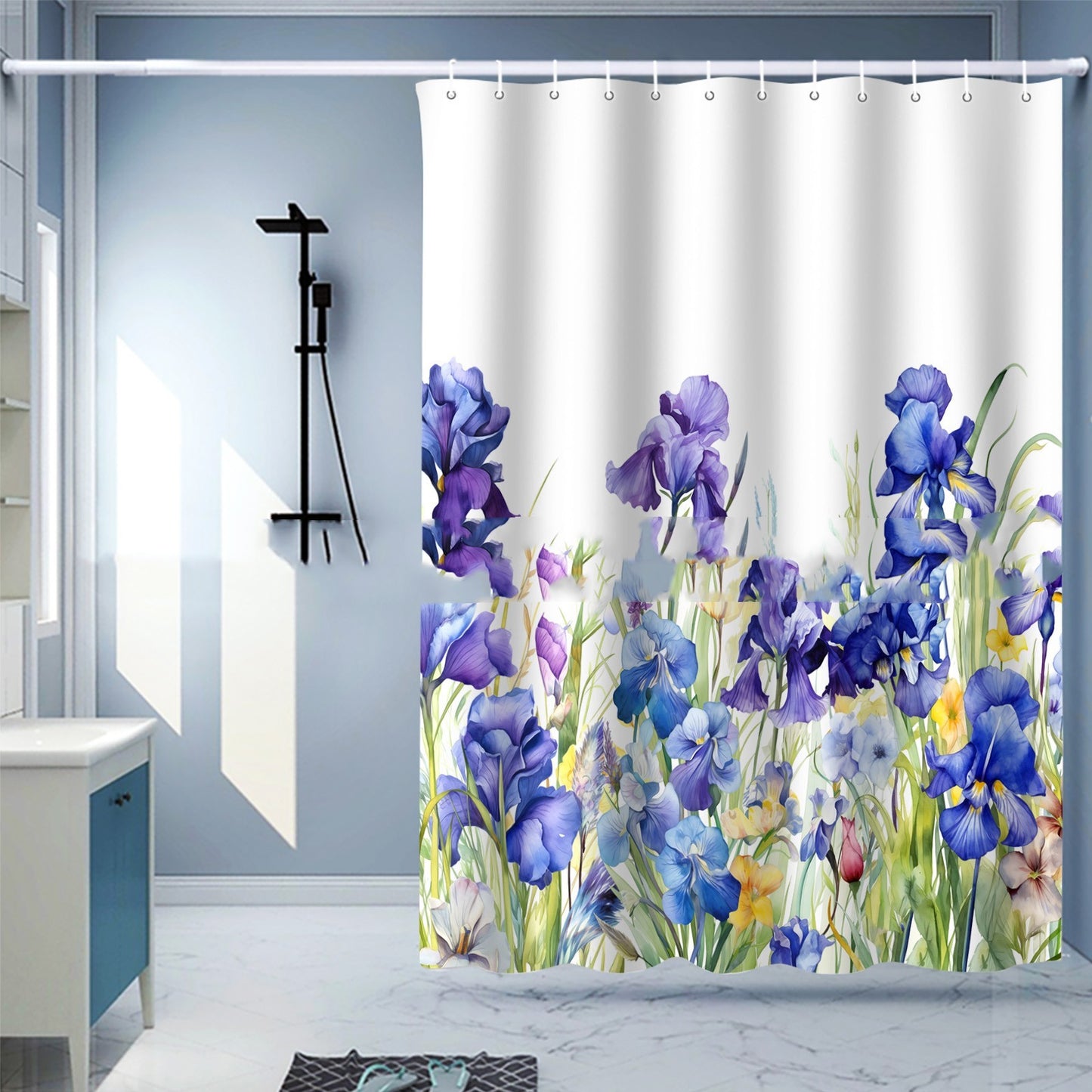 Waterproof Shower Curtain Digital Printing Punch-free