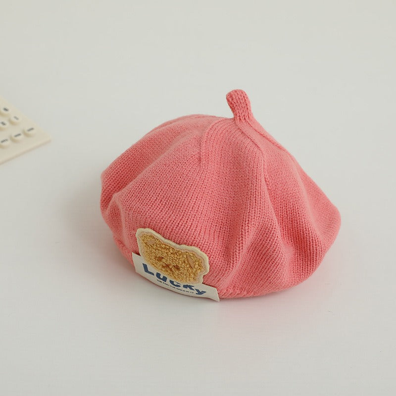 Children Spring and Autumn Beret Baby Cute Bear Hat Korean Version Male and Female Baby Corduroy Painter Hat