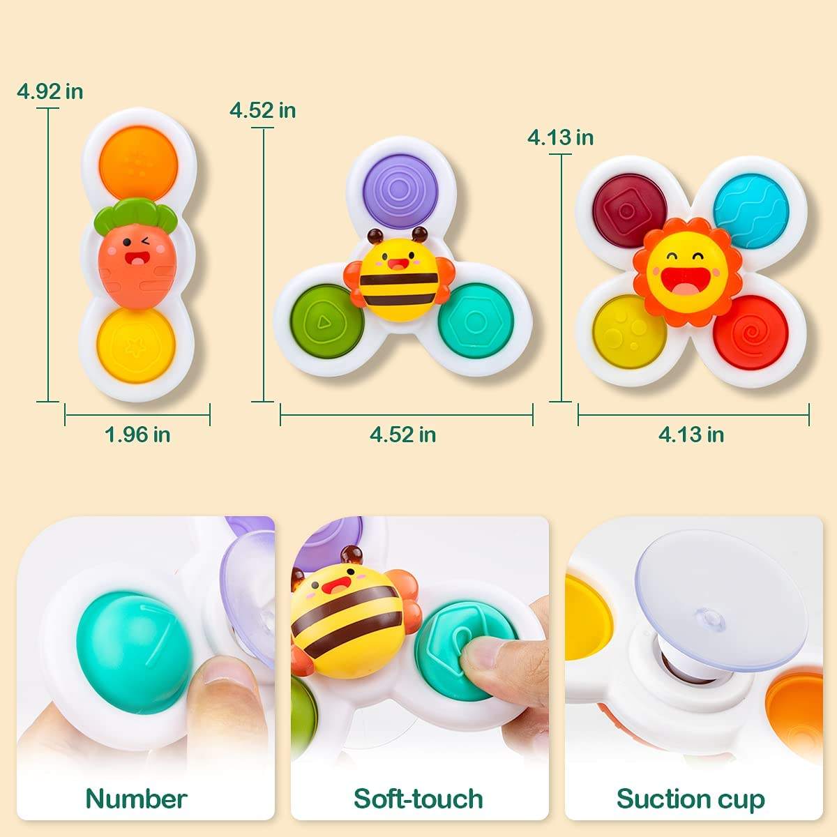 Baby suction cup rotating happy baby cartoon fingertips top gum bathroom shower rotating happy toy