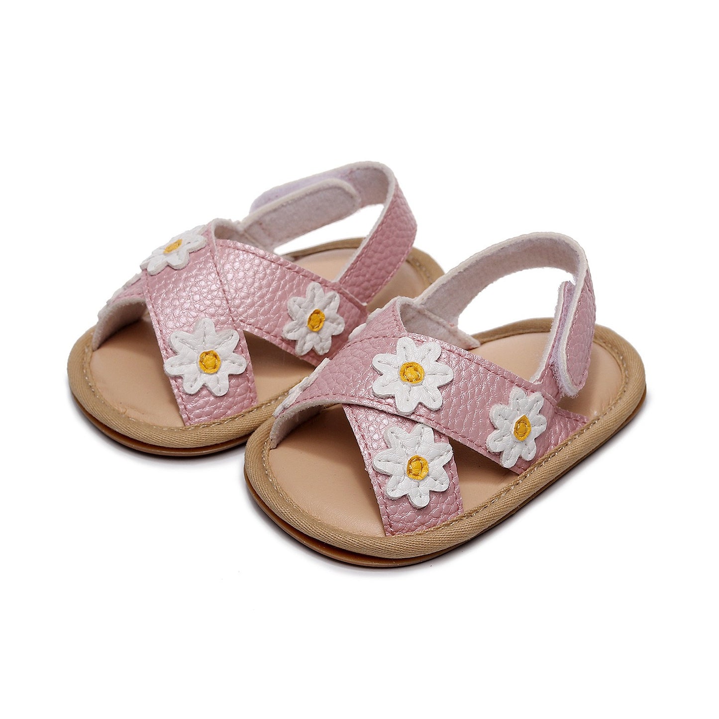 Cross strap small flower children's and girls' sandals, baby and baby comfortable walking shoes