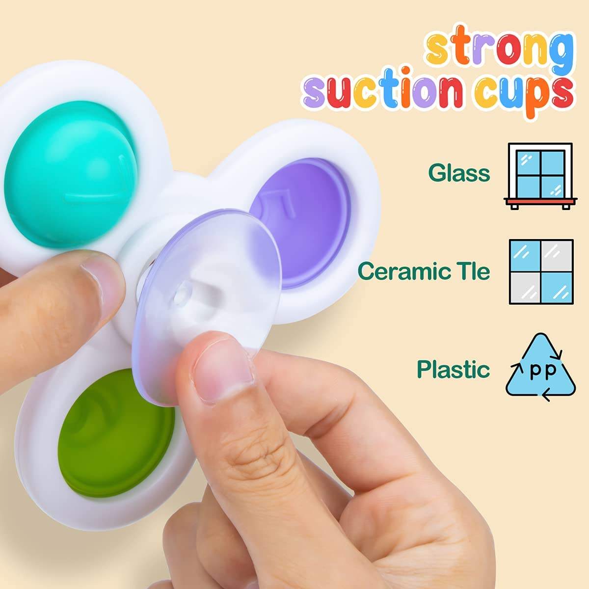 Baby suction cup rotating happy baby cartoon fingertips top gum bathroom shower rotating happy toy