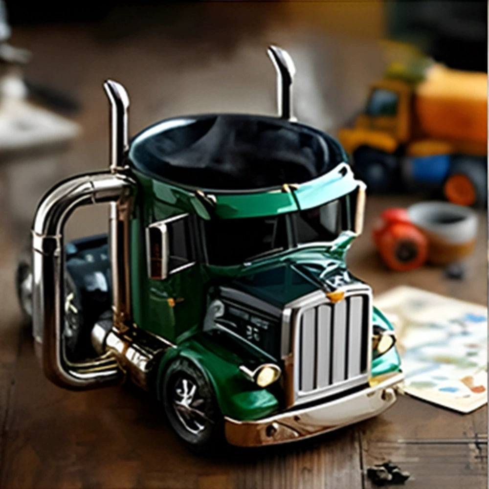 Durable Truck Coffee Mug Semi Truck Handcrafted Coffee Cup Semi-trailer Shaped Semi-Truck Coffee Mugs For Family