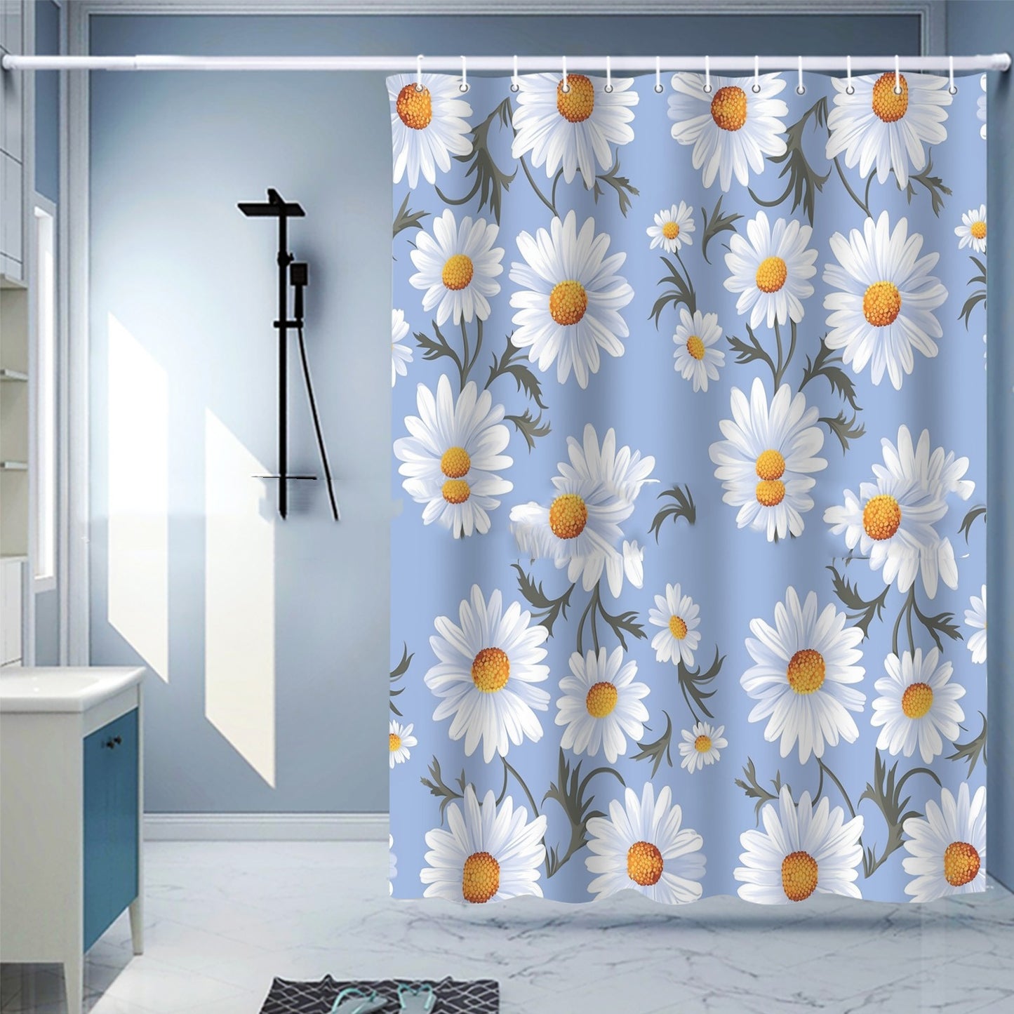 Waterproof Shower Curtain Digital Printing Punch-free