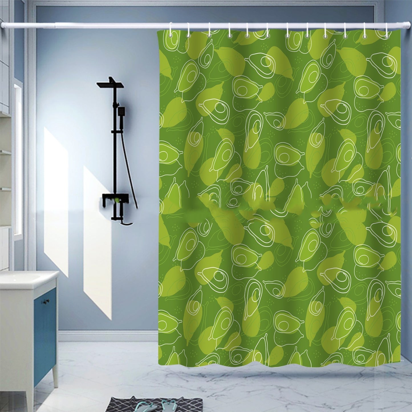 Waterproof Shower Curtain Digital Printing Punch-free