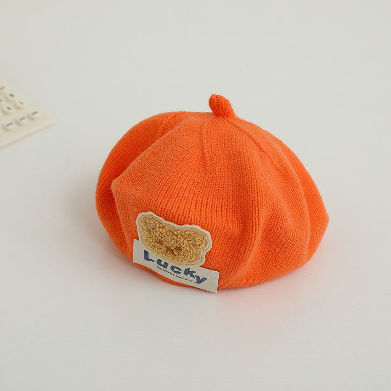 Children Spring and Autumn Beret Baby Cute Bear Hat Korean Version Male and Female Baby Corduroy Painter Hat