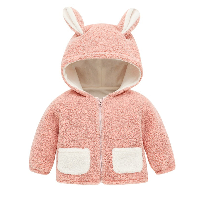 Girls Polar Fleece Jacket Boys Coat Autumn and Winter Clothes Baby Fleece Hooded Tops Baby Clothes