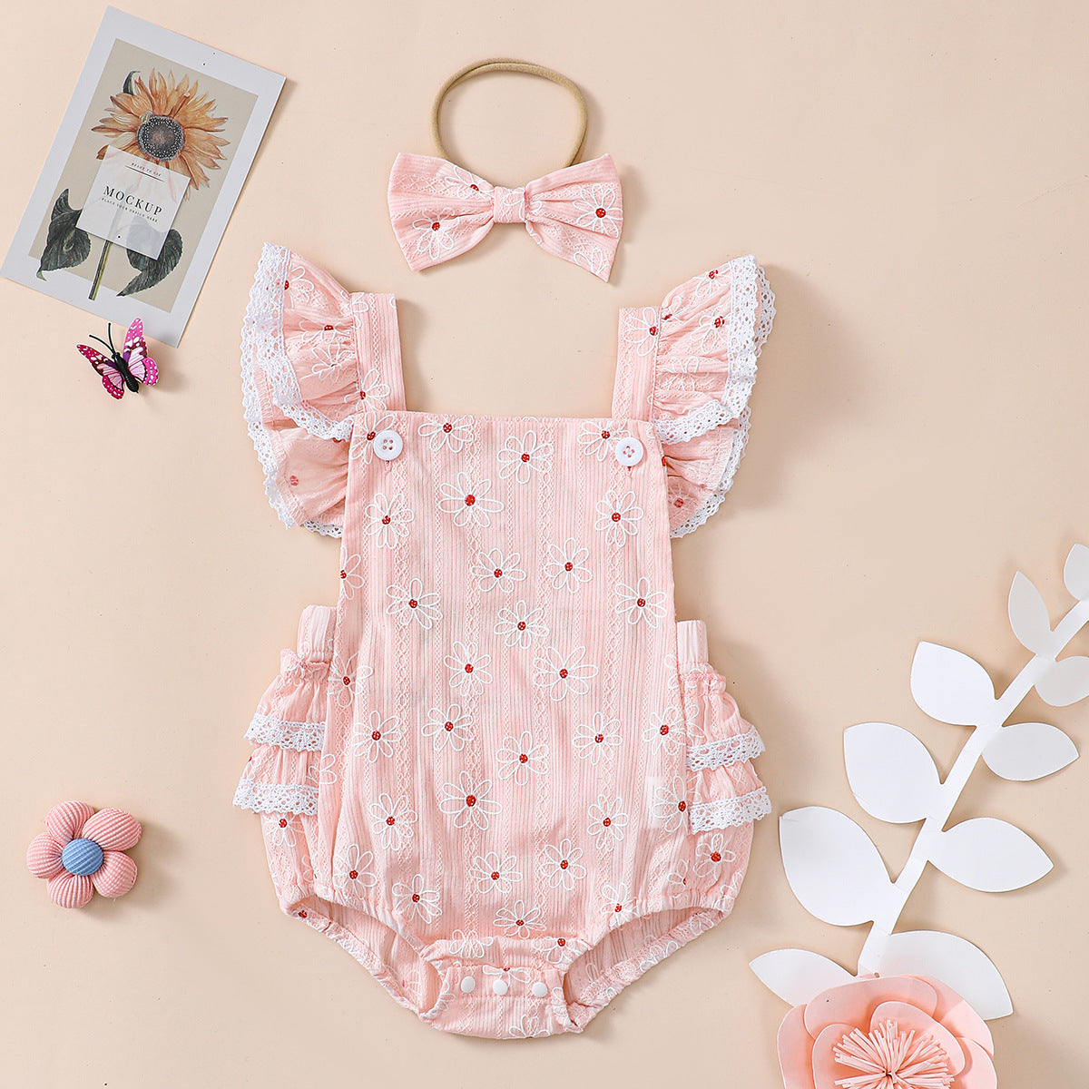 Baby Girl Summer Lace Sling Romper