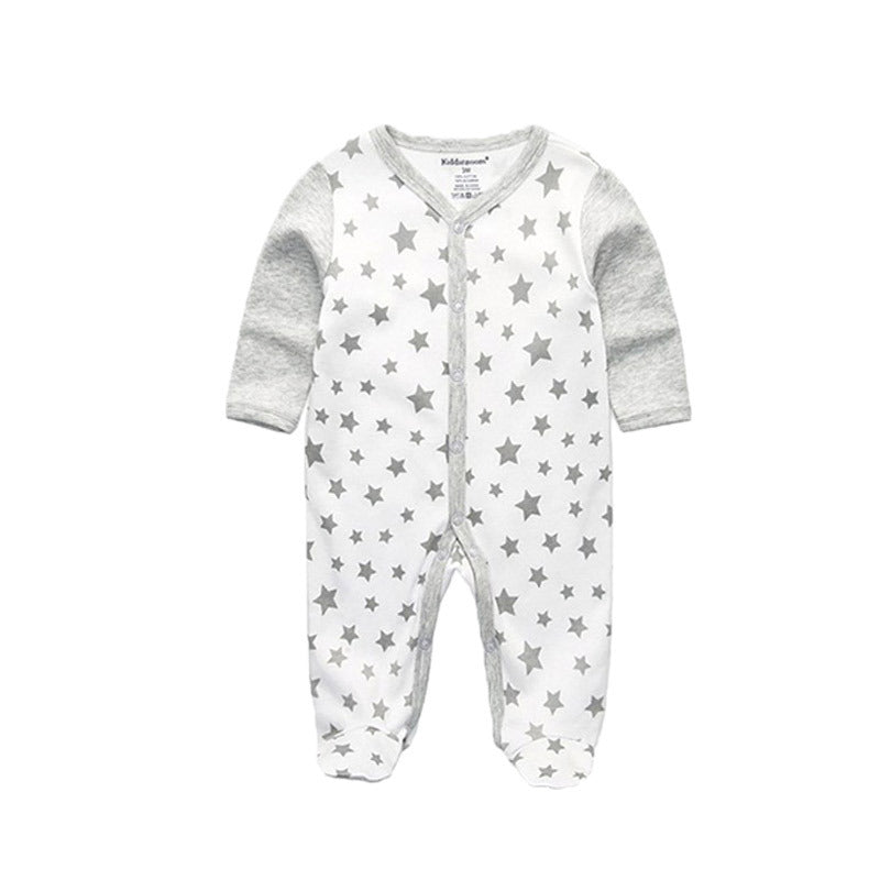 Newborn pure cotton double button crawling clothes baby jumpsuit closed door children's clothing