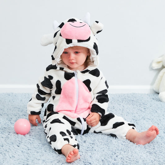 Baby jumpsuit, cow animal shaped pajamas