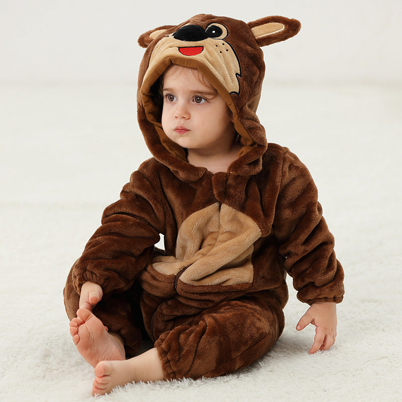 Flannel Romper Baby Pajamas Animal Jumpsuit