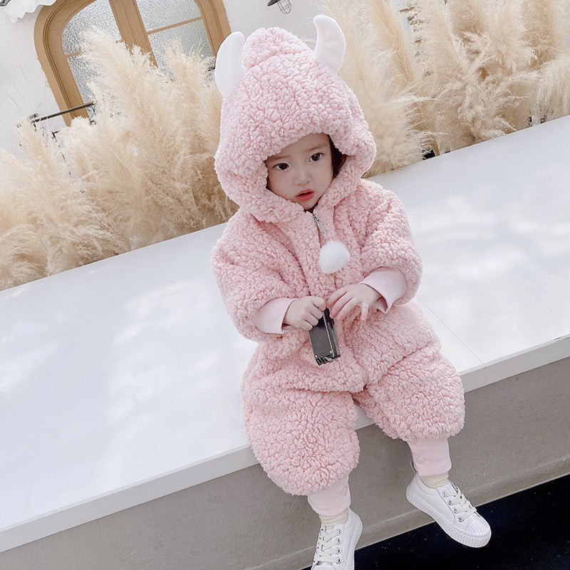 Baby Clothes Autumn and Winter Suit Baby Outwear Thickened Bodysuit 1-year-old Winter Cotton Creeper