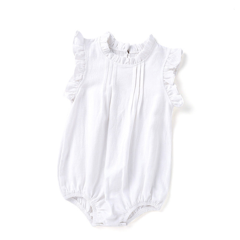 Baby Onesie New Solid Color Romper Linen Breathable Romper Girl Baby Clothes