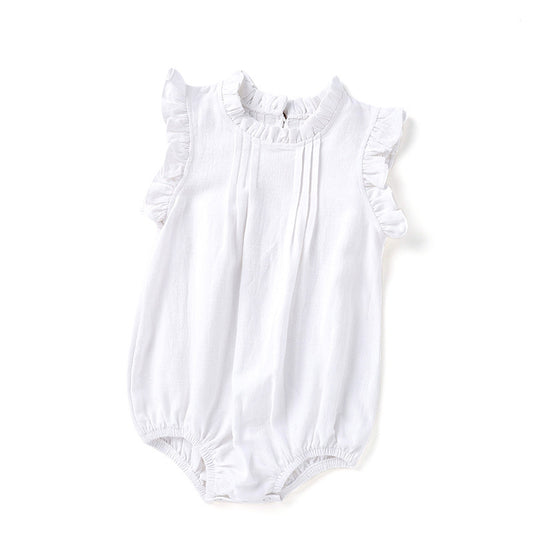 Baby Onesie New Solid Color Romper Linen Breathable Romper Girl Baby Clothes